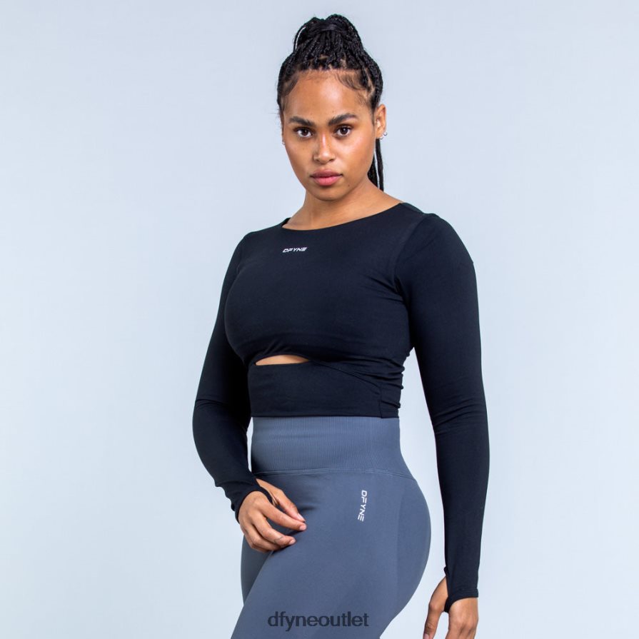 Dfyne najfatalniejszy czarny Oryginalny top z długim rękawem JFL26T118