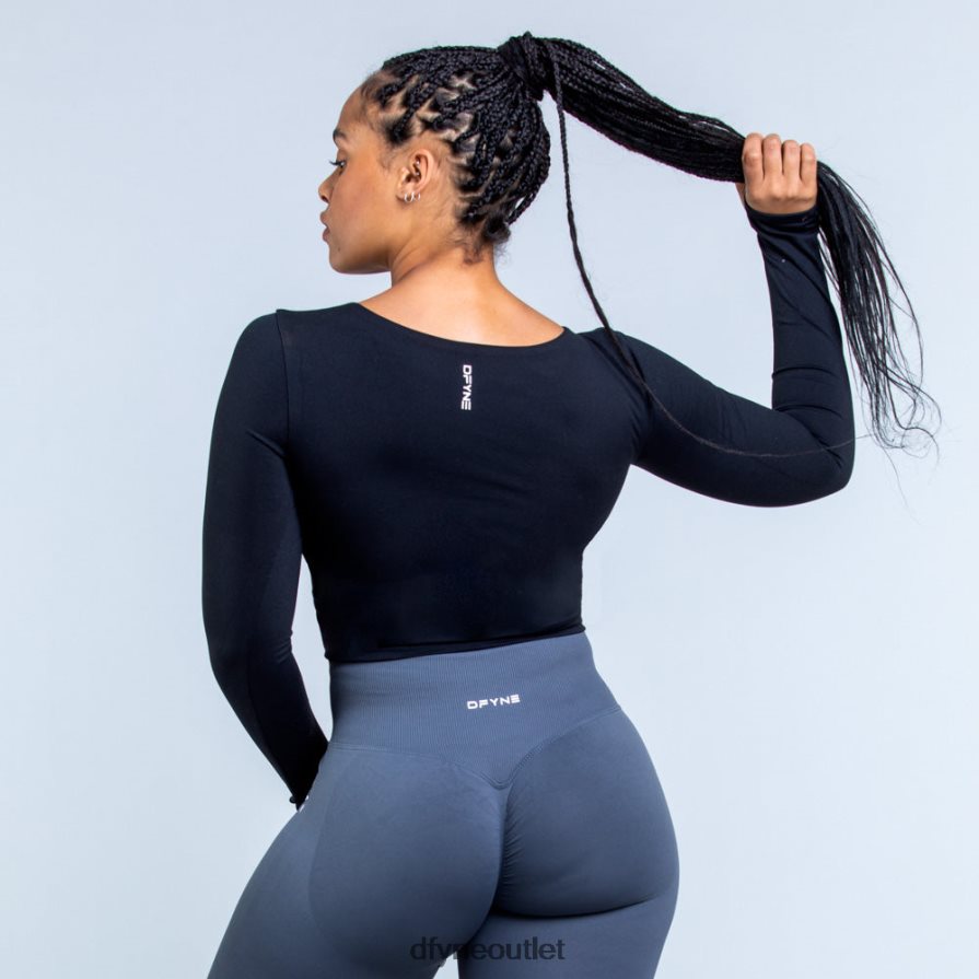 Dfyne najfatalniejszy czarny Oryginalny top z długim rękawem JFL26T118