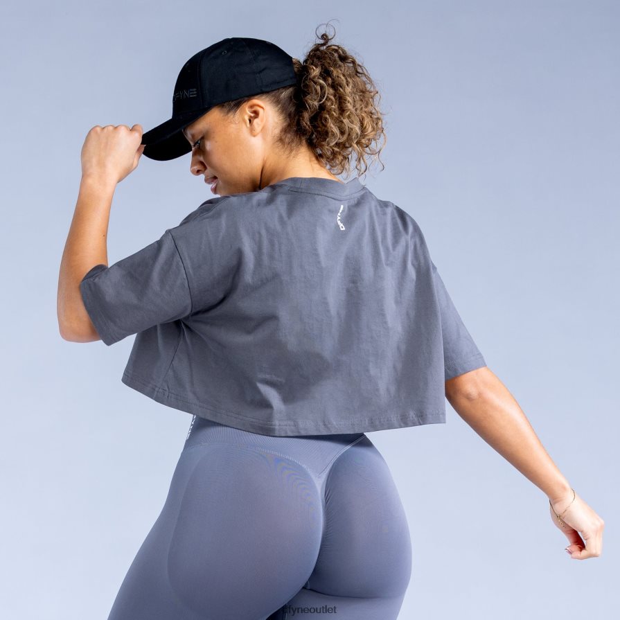 Dfyne odzież ciemno szary krótki top ożywiający JFL26T133