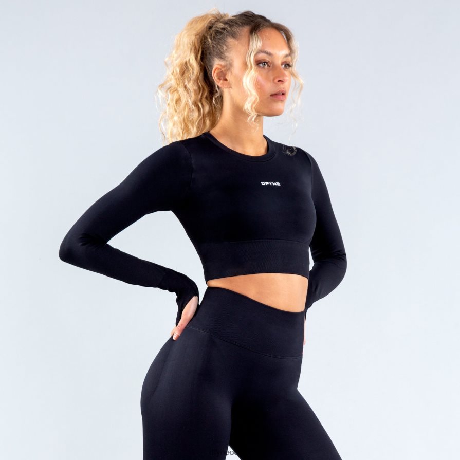 Dfyne odzież czarny dynamiczny krótki top JFL26T97