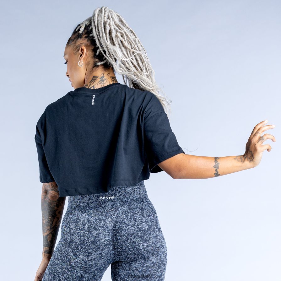 Dfyne odzież czarny krótki top ożywiający JFL26T32