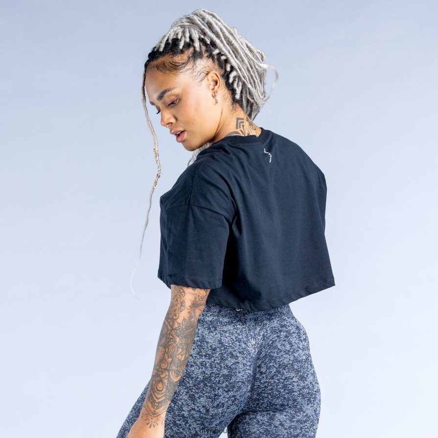 Dfyne odzież czarny krótki top ożywiający JFL26T32