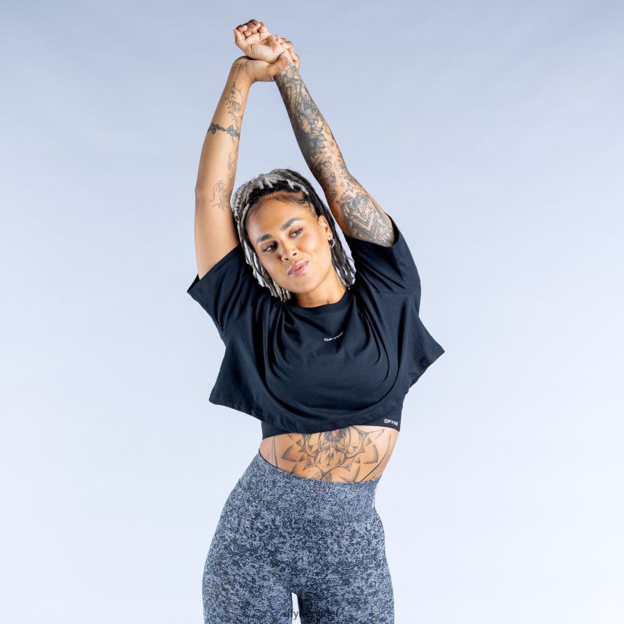 Dfyne odzież czarny krótki top ożywiający JFL26T32