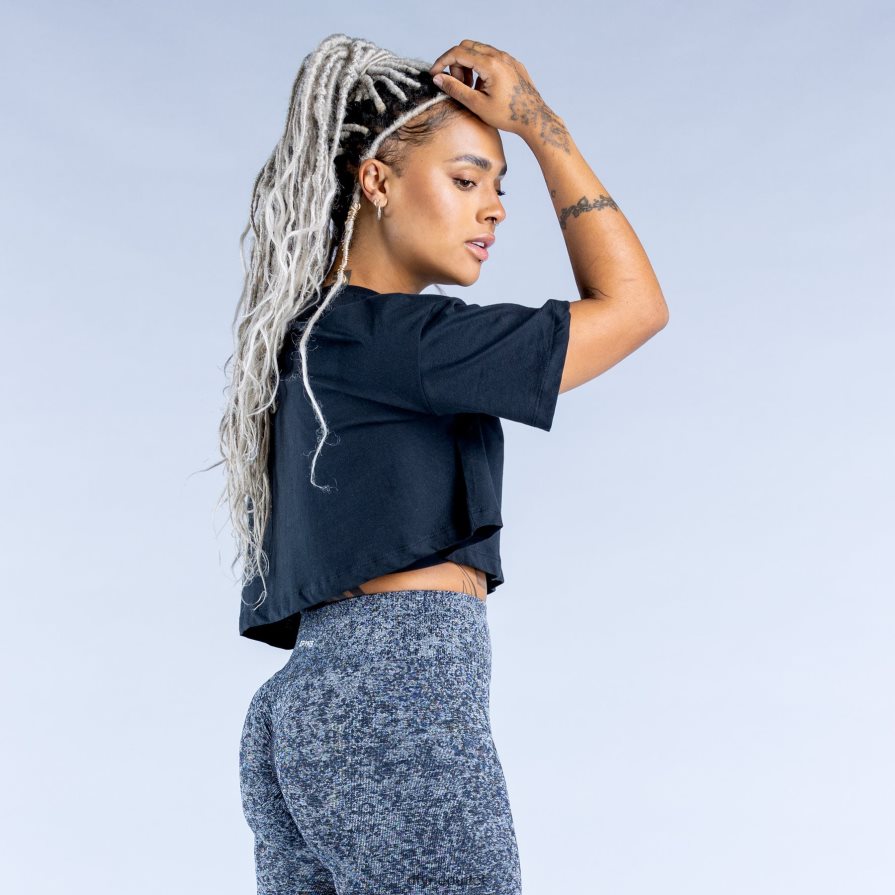 Dfyne odzież czarny krótki top ożywiający JFL26T32