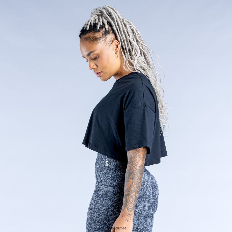 Dfyne odzież czarny krótki top ożywiający JFL26T32